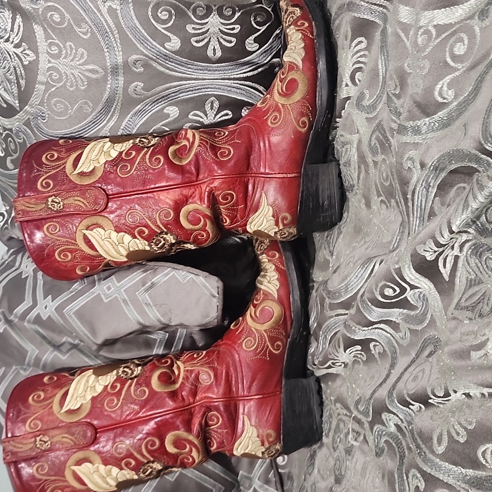 Old Gringo Red Heart With Wings Embroidered Cowboy Or Cowgirl Boots Size 6.5 - Picture 5 of 10